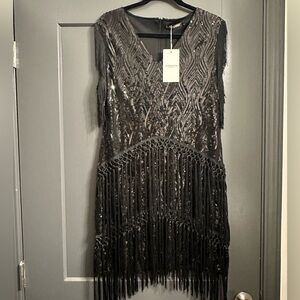 BABEYOND Black Sequin Mini Dress